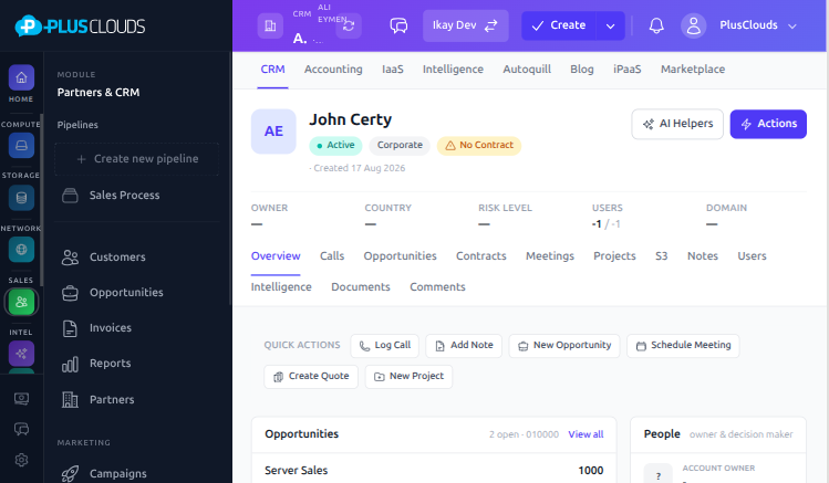 Customer detail actions
