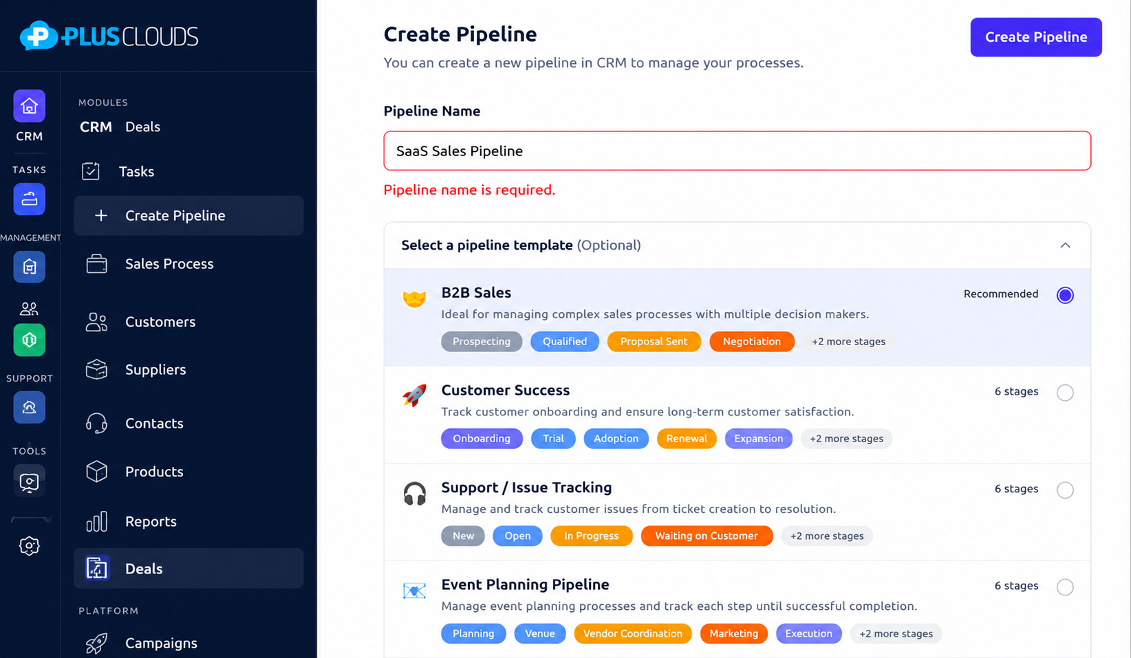 New pipeline setup